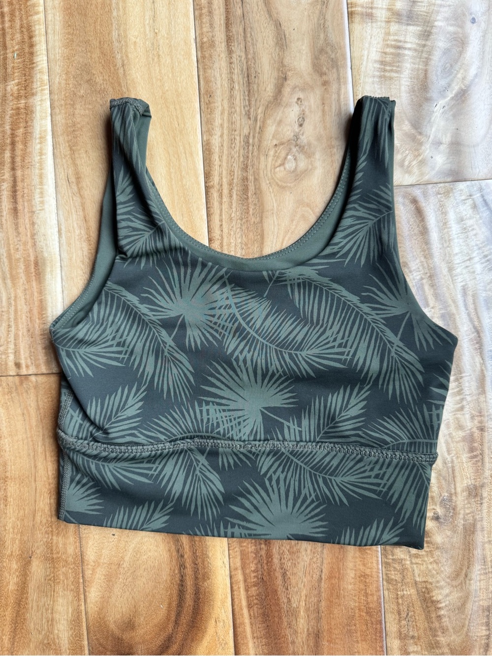 Define Your Inspiration Palm-Print Olive Green Sports Bralette